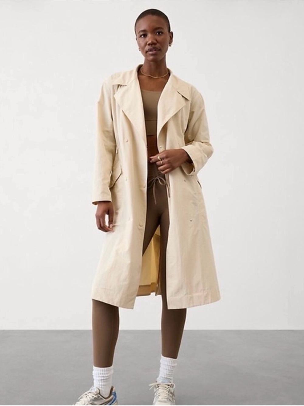 Athleta Luna Beige Lightweight Trench Coat